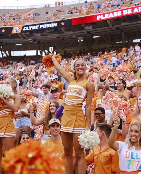 Orange Cheer Uniforms, Ut Knoxville, Cheer Stretches, College Attire, College Dance, Cheerleader Uniforms, Tennessee Volunteers Football, High School Musical 2, Spirit Week Outfits