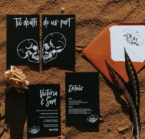 Rock Wedding Invitations, Skull Wedding Invitations, Tattoo Wedding Invitations, Alt Wedding Invitations, Crazy Wedding Invitations, Edgy Wedding Invitations, Rockstar Wedding, Unusual Wedding Invitations, Stationary Diy