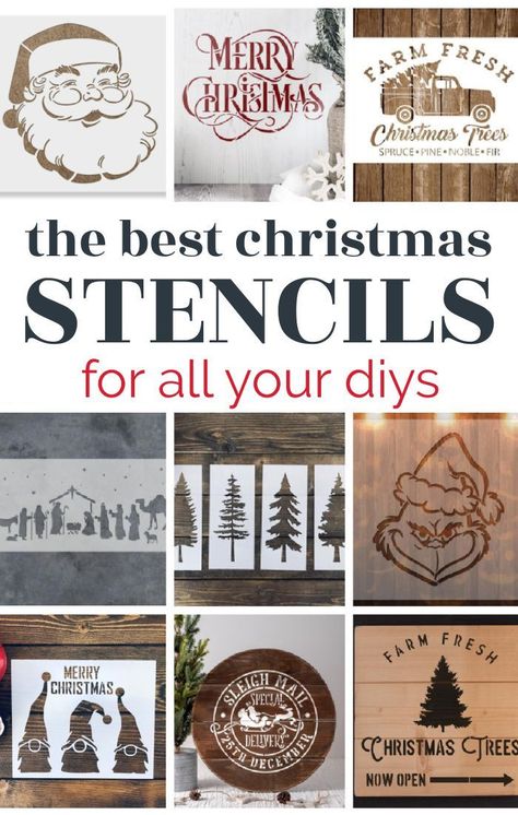 Free Christmas Stencils For Cricut, Outside Christmas Signs Diy, Xmas Stencils Free Printable, Diy Christmas Ornaments Painting, Xmas Wood Signs, Christmas Stencil Ideas, Cricut Stencils Diy Wood Signs, Free Christmas Stencils, Diy Christmas Signs Wood