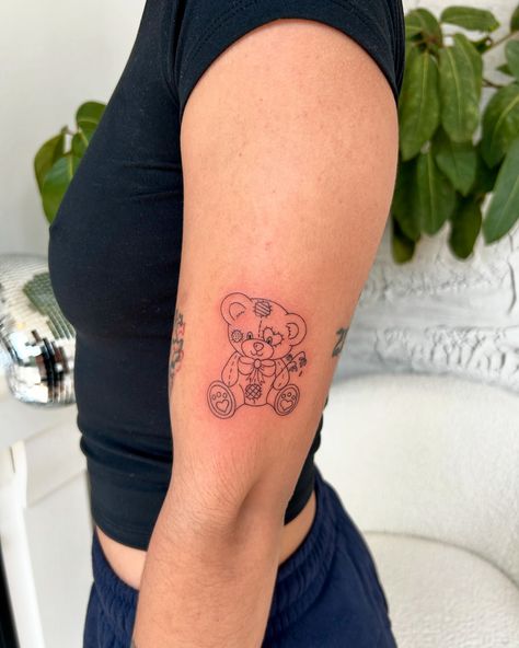 Cutie pie teddy for my cutie pie friend! Thanks @issabela_.10 🧸💕 Small Pie Tattoo, Cutie Pie Tattoo, Brandy Melville Kewpie, Cutie Pie Poster, Kewpie With Tattoos, Cutie Pie, Tattoo Inspo, Pie, Tattoos