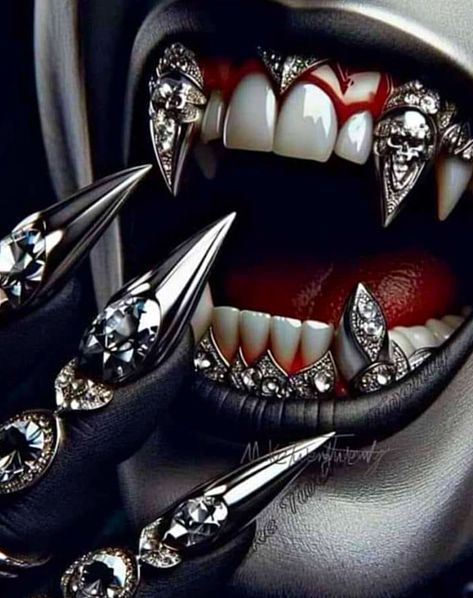 Vampire Grillz, Magazine Shelf, Lips Art Print, Mexican Paintings, Diamond Teeth, Lips Art, Character Clothes, Vampire Pictures, Vampire Lips