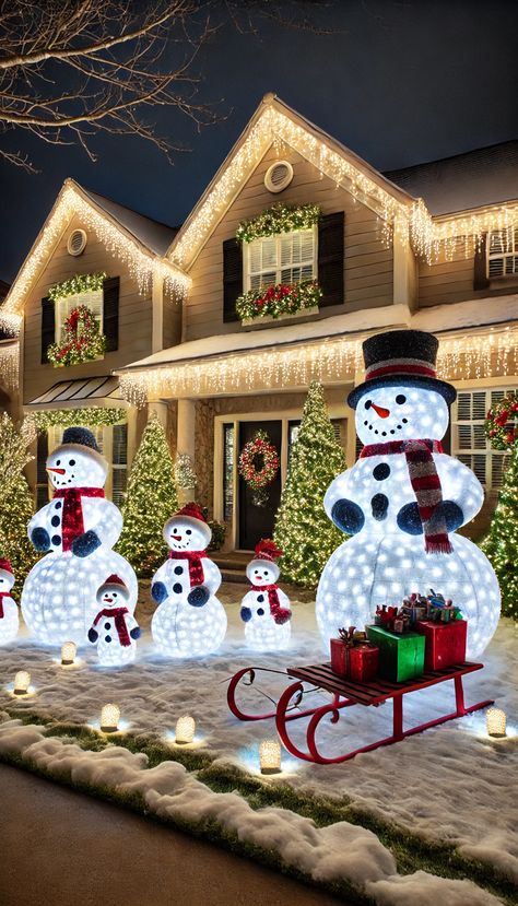 17+ Jaw-Dropping 🎄 Christmas Yard Decorating Ideas That'll Wow Your Neighbors Santa Sleigh Decoration Outdoor, Simple Christmas Yard Decor, Outdoor Christmas Yard Lights, Decorating Truck For Christmas Parade, Cheap Christmas Outdoor Decor, Outside Yard Christmas Decorations, Xmas Lights Outdoor Ideas House, Christmas Light House Exterior, Christmas Front Yard Decorations