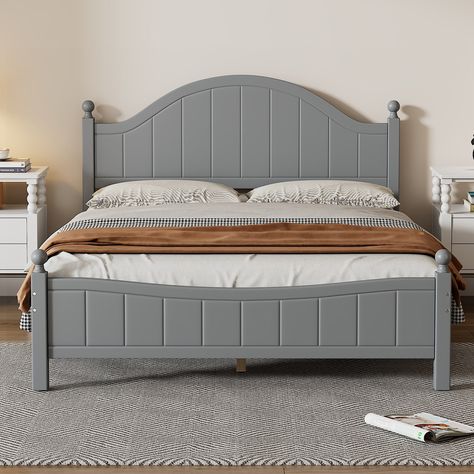 The combined furniture can be unified in style, which can make full and effective use of the space and facilitate various needs in daily life. The pieces in the combination furniture can be used together or purchased separately, which has certain flexibility and presents diversified functions. This American concise style bedroom set are products in the same series, which is beautiful and can meet the requirements from daily needs. Selected materials and careful craftsmanship make these products Simple Bed Design, Grey Platform Bed, Simple Bed Designs, Wood Platform Bed Frame, Bed Full, Solid Wood Platform Bed, Beds And Headboards, Wood Bed Frame, Neutral Bedroom