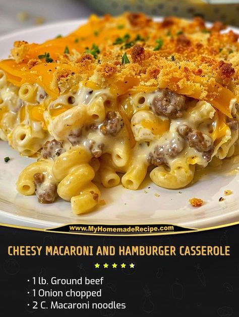 Macaroni Hamburger Casserole, Hamburger Macaroni, Velveeta Recipes, Beef Macaroni, Macaroni And Cheese Casserole, Macaroni Casserole, Macaroni Noodles, Cheesy Macaroni, Mac And Cheese Casserole