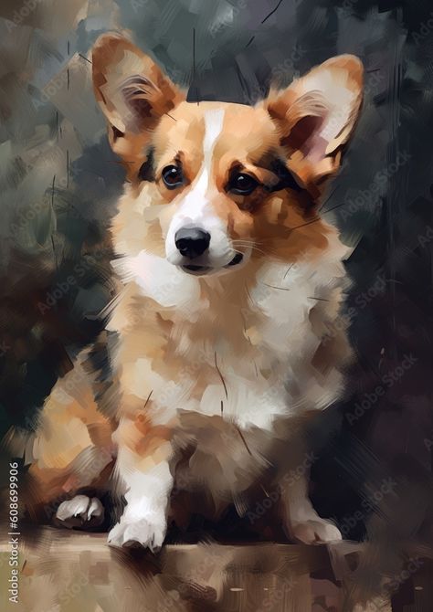 Corgi Watercolor, Corgi Painting, Inspiring Paintings, Corgi Drawing, Dog Portraits Art, Boston Art, Corgi Art, Illusion Drawings, Portraits Art