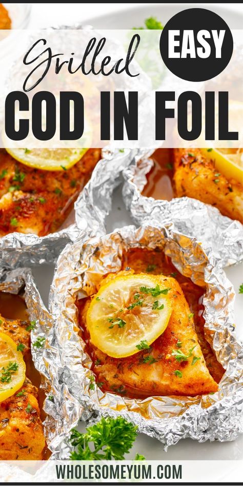 Cajun Grilled Cod In Foil Grill Cod Fish Recipes, Cod Filets Recipes, Grilled Cod Fish Recipes Foil Packets, Cod Grill Recipes, Cod In Foil Packets On Grill, Smoked Cod Fillets, Cod Foil Packets For The Grill, Best Way To Cook Cod Fillets, Grilling Fish On Grill In Foil