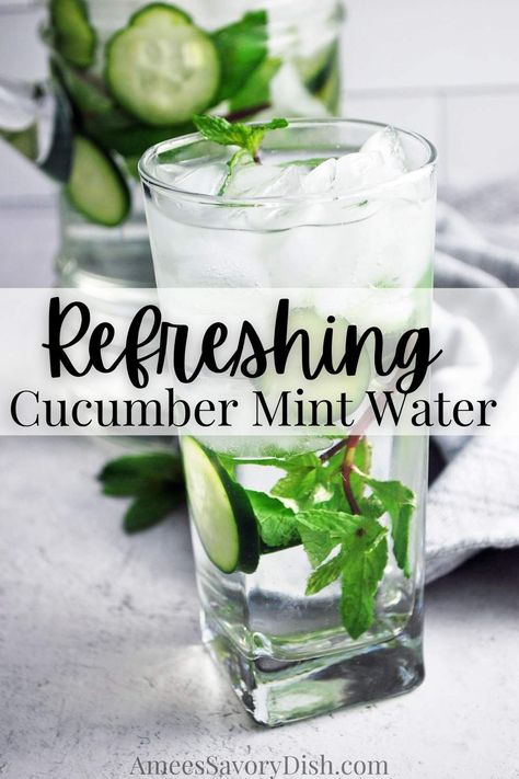 Mint And Cucumber Water, Cucumber Mint Water Recipe, Refreshing Cucumber Drinks, Mint Water Recipes, Diffused Water, Cucumber Mint Water, Cucumber Water Recipe, Bedtime Smoothie, Spa Water Recipes