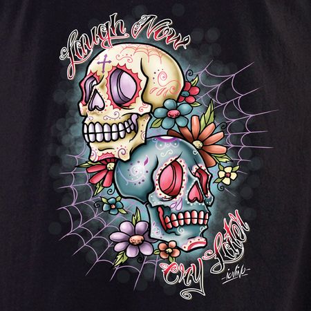 Sugar Skull Painting, Smile Now Cry Later, Skull Rose Tattoos, Latest Tattoo Design, Laugh Now Cry Later, Sugar Skull Artwork, Face Your Fears, Sugar Skull Tattoos, Latest Tattoos