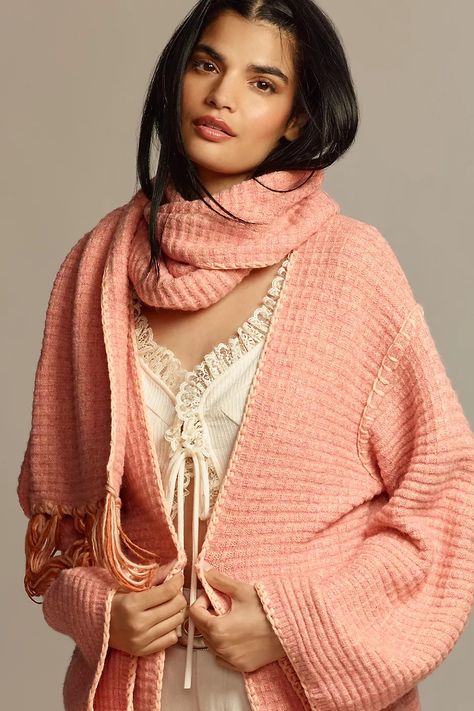 By Anthropologie Whipstitch Twofer Cardigan Sweater | Anthropologie Sweater With Scarf, Longline Cardigan, Oversized Silhouette, Sweater Weather, Long A Line, Cardigan Sweater, Sweater Cardigan, Anthropologie, Wool