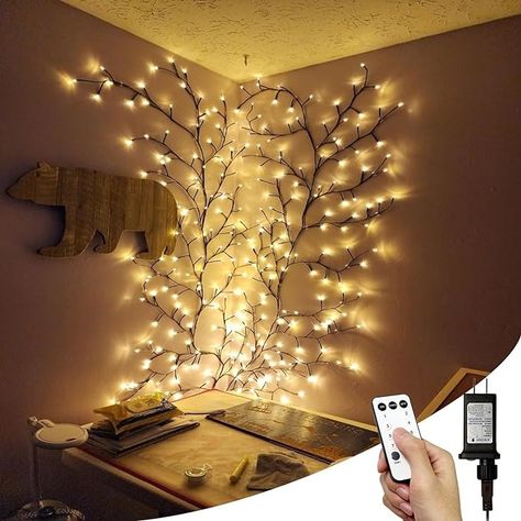 Amazon.com: NIDISETPJAS Enchanted Willow Vine Lights with Remote, Christmas Swags Decorations Indoor Room Decor, 18 Branches 144 LEDs Lighted Willow Vine Lights for Walls Bedroom Home Decor : Home & Kitchen Vine Lights, Enchanted Forest Decorations, Christmas Swags, Decorating With Christmas Lights, Creative Wall, Inspiration Wall, Vintage Wall Decor, Tree Lighting, Geometric Wall