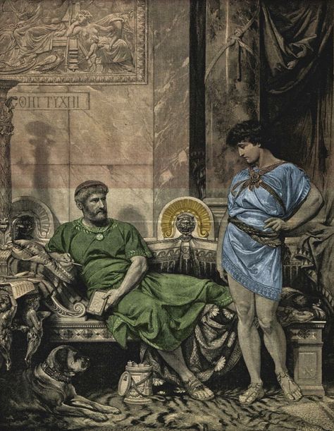 hadrian-antinous-31 Ancient Lovers, Hadrian And Antinous, Greek Men Painting, Hadrian And Antinous Art, Queer Art History, Ancient Paintings, Roman History, Classic Paintings, Gay Art