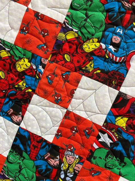 Marvel Quilt, Superhero Quilt, Marvel Fabric, Star Wars Quilt, Superman Baby, Boys Quilt Patterns, Baby Superhero, I Spy Quilt, Baby Quilt Pattern