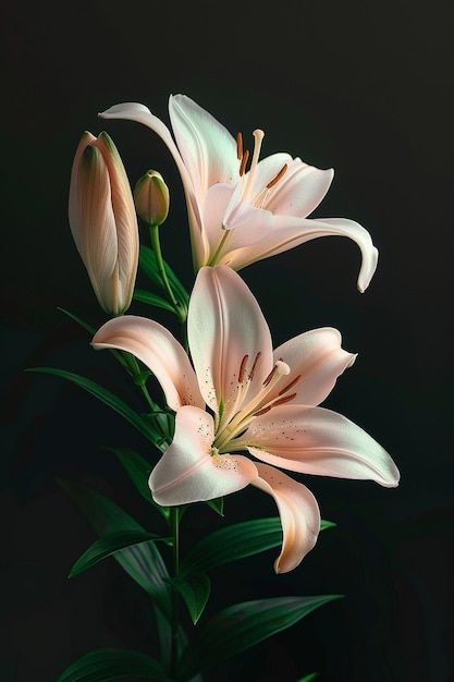 A painting of a lily with the word lily on it | Premium AI-generated image Lilly Flower Photography, Lily Reference Photo, Star Gazing Lily, Tiger Lily Photography, Lily Graphic Design, How To Draw Lily, Dragon Lily Flower, Lilly Stargazer, Flower Painting Reference