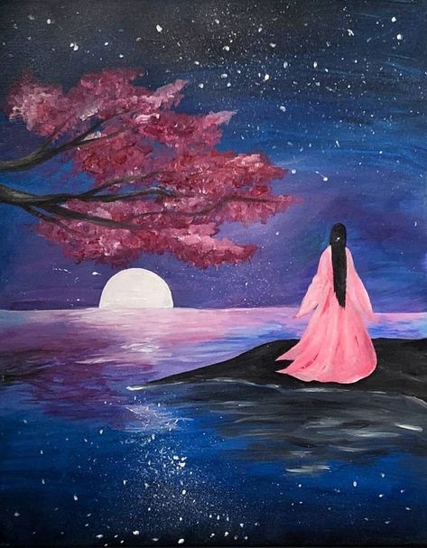 Painting Ideas Easy, Chinese Traditional Dress, Acrylic Painting Ideas, Easy Acrylic Painting, Art Deco Illustration, Painting Ideas On Canvas, Cute Paintings, Simple Acrylic Paintings, Fantasy Paintings