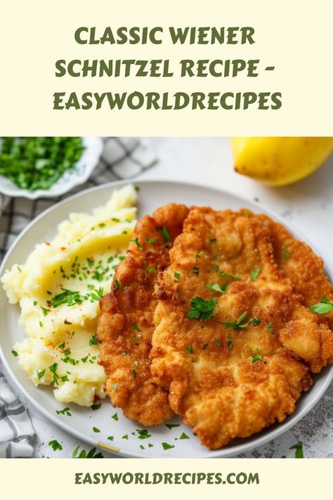 Classic Wiener Schnitzel Recipe - EasyWorldRecipes -  #classic #EasyWorldRecipes #Recipe #Schnitzel #Wiener Veal Cutlets Recipes, Breaded Veal Cutlets, Veal Cutlet Recipes, German Recipes Dinner, German Meals, German Dinner, Pork Cutlet Recipes, Beef Cutlets, Easy German Recipes