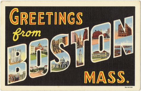 Boston, Massachutes Massachusetts Boston, Vintage Postcards Travel, Massachusetts Travel, Boston Mass, Boston Public Library, Travel Postcard, Big Letters, American Culture, Boston Massachusetts