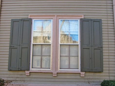 Shutter Situations - OldHouseGuy Blog Shutters For Double Windows Exterior, Shutters On Double Window Exterior, Exterior Window Shutters, Cottage Shutters, Double Windows, California Shutters, Window Shutters Exterior, Cedar Shutters, Interior Window Shutters