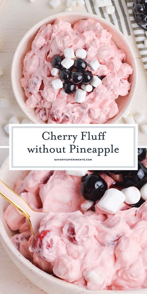 This EASY Cherry Fluff without Pineapple omits the pineapple, nuts, and coconut, placing the spotlight on the sweet cherries! Refrigerator Desserts, Fresh Cherry Pie, Cherry Fluff, Fabulous Desserts, Homemade Cherry Pies, Cherry Delight, Fluff Recipe, Fluff Desserts, Pineapple Recipes