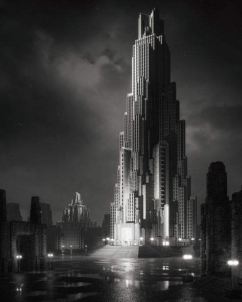 Art Deco City, Dark Deco, Sci Fi City, Diesel Punk, Art Deco Buildings, 다크 판타지, Art Deco Architecture, Futuristic City, Science Fiction Art