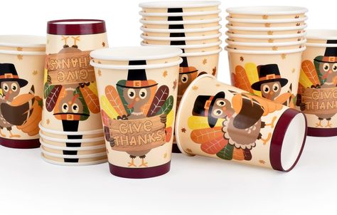 Thanksgiving Party Supplies, Disposable Paper Cups for Autumn Party Decorations and Thanksgiving Party Decorations, 30 Pack, Turkey Design Turkey Cups, Autumn Party Decorations, Thanksgiving Table Favors, Turkey Cup, Colorful Turkey, Thanksgiving Party Decorations, Thanksgiving Tablecloth, Fall Party Decorations, To Go Coffee Cups