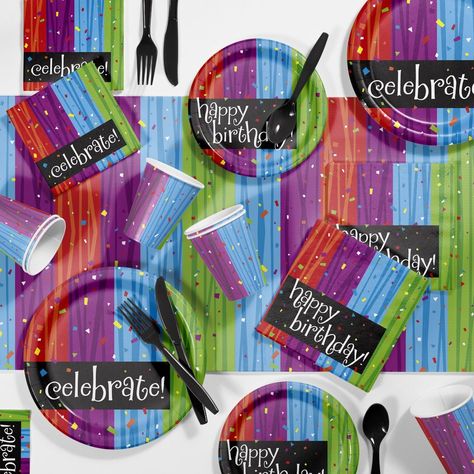 Celebrations Birthday Party Supplies Kit 40th Birthday Napkins, 60th Birthday Centerpieces, 30th Birthday Napkins, 40th Birthday Centerpieces, Celebration Desserts, Rainbow Party Supplies, 60th Birthday Party Decorations, 40th Birthday Party Decorations, Paris Birthday