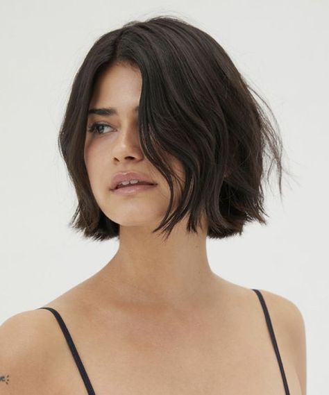 Chin Length Bob Asian, Layering Short Hair, Short Brown Hairstyle Women, Chin Length Hair No Bangs, Chin Length Hair Straight, Hannah Kleit Short Hair, French Bob Asian, Rachel Zegler Short Hair, Short Hairstyle Women French