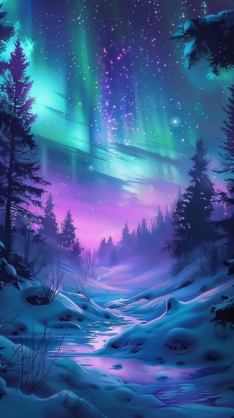 Northern Lights Illustration, Bookmarker Ideas, 80s Illustration, Winter Northern Lights, Mystic Wallpaper, Clay Activity, Lights In The Sky, Night Landscape Photography, Polar Lights