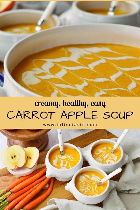 Carrot Fall Recipes, Fall Blended Soups, Soups For September, Slow Cooker Pureed Soup, Carrot Recipes Soup, Pumpkin Carrot Ginger Soup, Appetizer Soup Light, Healthy Fall And Winter Recipes, Carrot Apple Soup Recipes