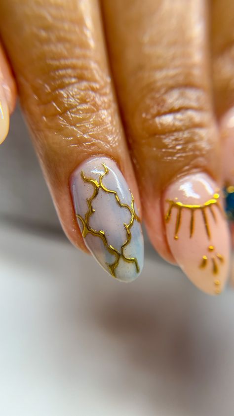 Arabian Nights Nails, Arabian Nails, Morocco Nails, Gold Nail Art, Lace Nails, Book Me, Gold Nail, Uñas Acrilicas, Nails Manicure