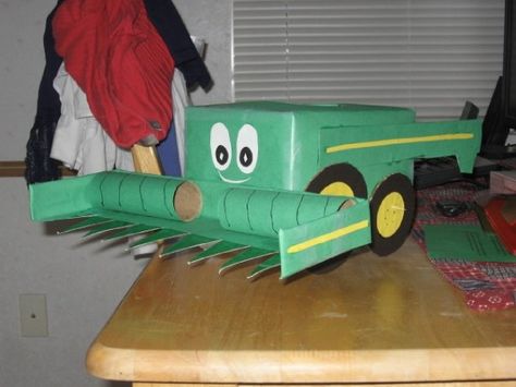 John Deere combine Valentines day box Shoebox Float, Valentine Box Ideas, Valentines Day Box, Diy Valentines Box, Cowboy Valentines, Kids Valentine Boxes, John Deere Combine, Valentine Card Box, Valentines Box