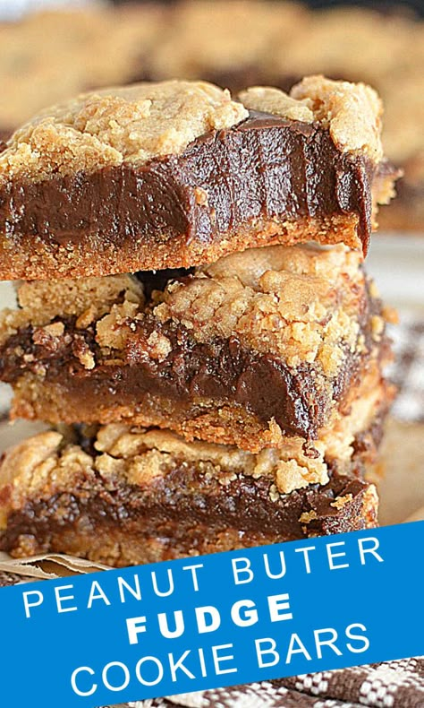 Peanut Butter Fudge Bars, Fudge Bar, The Best Cookie Recipes, Peanut Butter Fudge Easy, Easy Peanut Butter Cookies, Fudge Bars, Fudge Cookies, Butter Bar, Dessert Bar Recipe