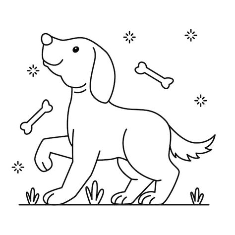 Hand drawn dog outline illustration | Free Vector #Freepik #freevector #animal-outline #line-art #minimal-illustration #outline-illustration Some Easy Drawings, Horse Outline, Dog Drawing Simple, Dog Line Drawing, Dog Outline, Outline Images, Outline Illustration, Kids Art Class, Dog Tattoo