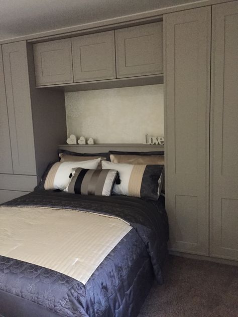 Bedroom With Overhead Storage, Over Bed Units, Overhead Cupboards Bedroom, Bedroom Overhead Storage, Overbed Wardrobe Small Spaces, Bed Overhead Storage, Overhead Bed Storage, Overhead Wardrobe Bedroom, Room Closet Aesthetic