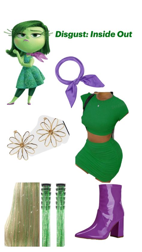 Disgust Costume, Disgusted Inside Out, Inside Out Costume, Trendy Halloween Costumes, Halloween Costume Outfits, Trendy Halloween, Costume Outfits, Halloween Outfits, Halloween Costume