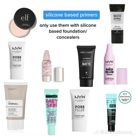 Silicone Primer, Face Fillers, Safe Makeup, Makeup Prep, Best Drugstore Makeup, Makeup List, Silicone Makeup, Makeup Artist Tips, Makeup Help