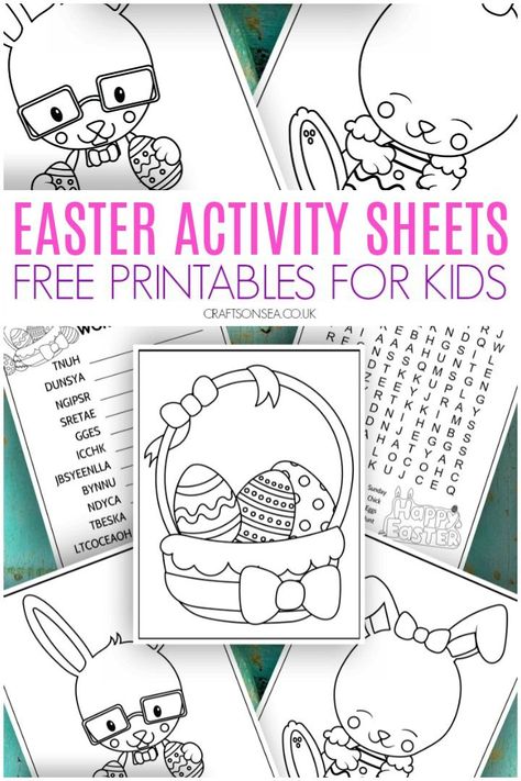 easter activity sheets for kids, ten pages of free printables perfect   for Easter crafts and activities with lots of colouring pages plus wordsearch and wordscramble #easteractivities #kidsactivities Easter Activity Sheets, Easter Bunny Activities, Bunny Activities, Printable Easter Activities, Easter Worksheets, Activity Printables, Easter Crafts For Toddlers, Easter Activity, Free Activities For Kids