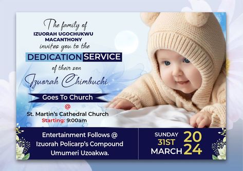 Child dedication invitation card, baby goes to church, rubbing of powder, dedication, naming ceremony. Dedication Card, Graphic Design Terms, Baby Dedication Invitation, Dedication Invitations, Brochure Cover Design, Church Poster Design, Baby Dedication, Catholic Kids, Church Poster