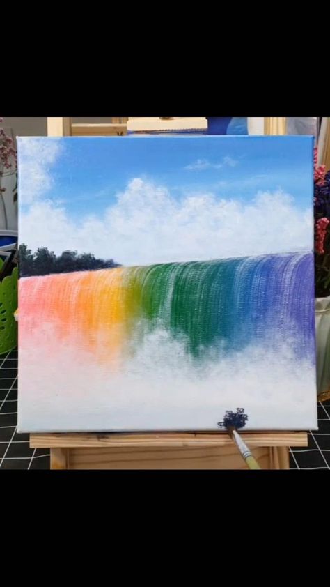 Easy technique to paint rainbow waterfall for beginners | Easy abstract art, Canvas painting designs, Sky art painting Easy Abstract Art, Rainbow Waterfall, Painting Ideas On Canvas Easy, Sky Art Painting, Simple Canvas Paintings, Canvas Painting Tutorials, Easy Canvas Art, Soyut Sanat Tabloları, Easy Canvas Painting