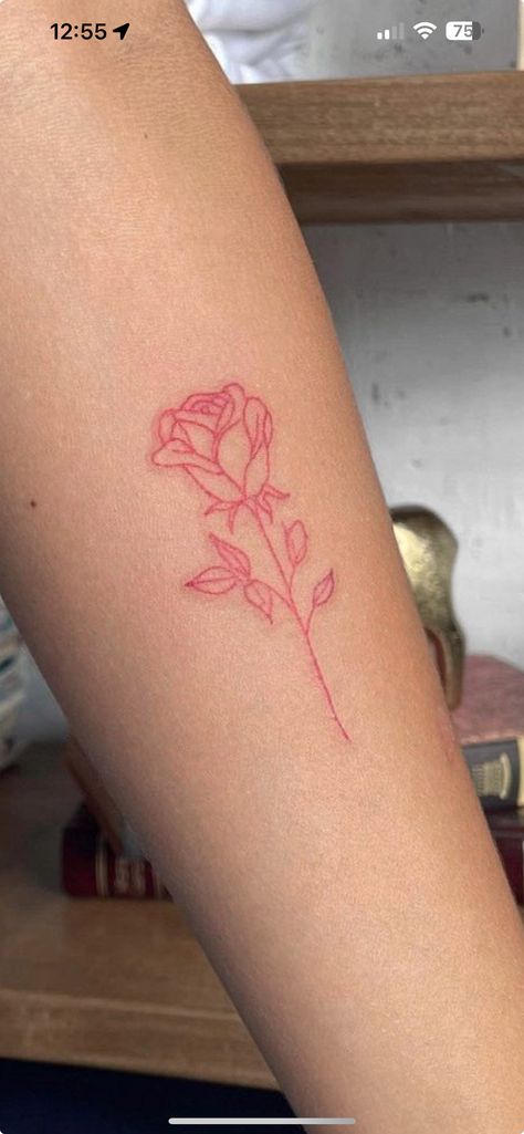 Red Outline Tattoo, Red Outline, Outline Tattoo, Tattoos, Red