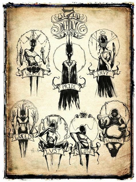 The 7 Deadly Sins Deadly Sins Art, Seven Deadly Sins Tattoo, Art Sinistre, Baba Jaga, 7 Sins, 다크 판타지, 7 Deadly Sins, Dark Art Drawings, Art Et Illustration