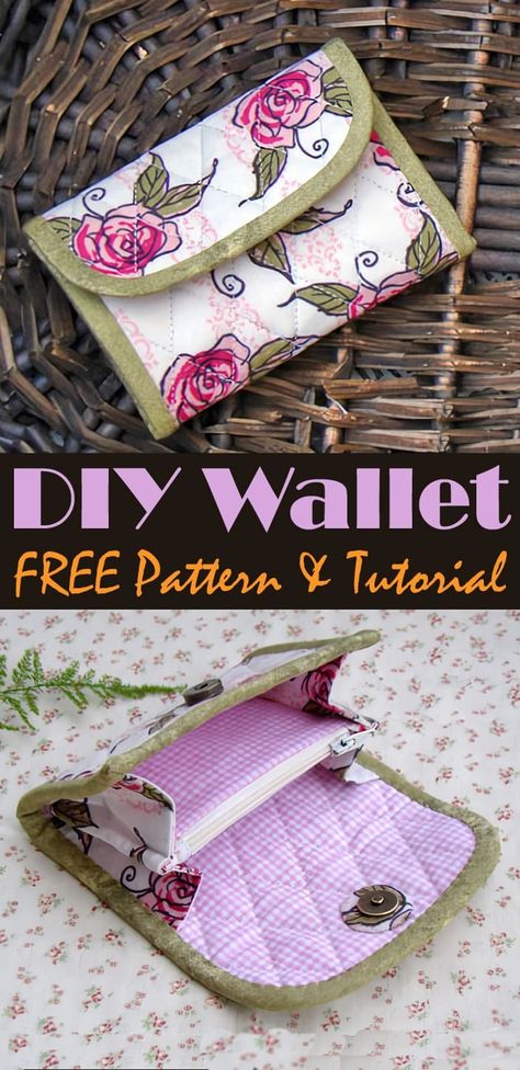 Wallet Sewing Pattern and Tutorial Diy Wallet Pattern Free, Diy Bag Patterns, Making Wallets, Diy Wallet Pattern, Wallet Pattern Free, Sewing Classes For Beginners, Unique Sewing Patterns, Wallet Template, Wallet Sewing Pattern