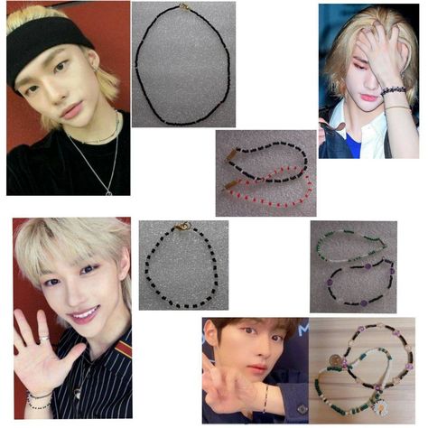 Felix Beads Bracelet, Skz Beaded Jewelry, Idols Beaded Jewelry, Skz Necklace, Skz Bracelet Ideas, Felix Bracelet, Jewelry Kpop, Color Mixing Chart Acrylic, Pulseras Kandi