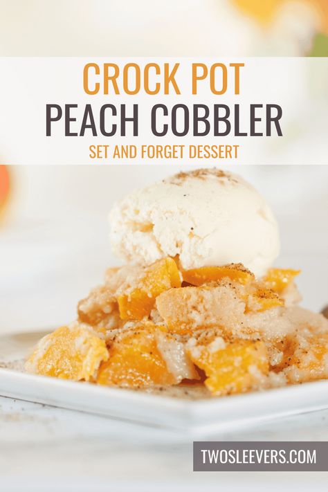 Crockpot Peach Cobbler Recipe | Slow Cooker Cobbler Crock Pot Peach Cobbler, Slow Cooker Cobbler, Crockpot Cobbler, Crockpot Peach Cobbler, Crockpot Desserts, Fresh Peach Cobbler, Cobbler Easy, Peach Cobbler Easy, Crock Pot Desserts