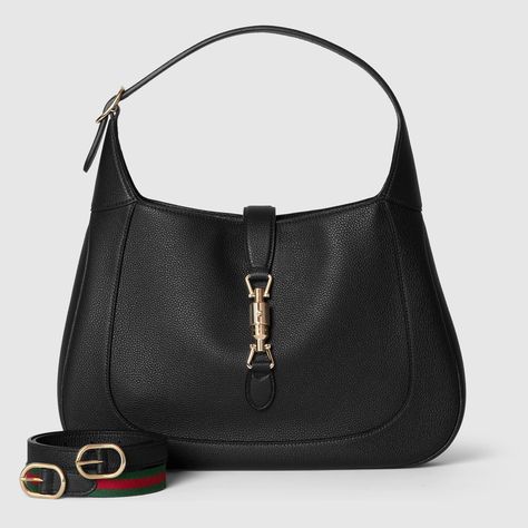 Gucci - Gucci Jackie 1961 medium shoulder bag Gucci Jackie 1961, Red Web, Light Gold Color, Outfit Plan, Zip Puller, Crescent Shape, Iphone Pro, Green And Red, Hand Bags