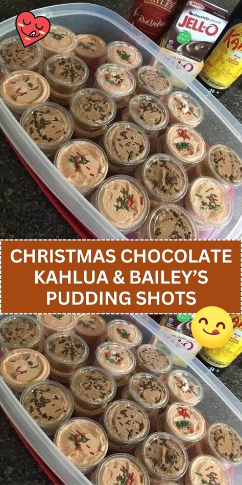 Indulge in the spirit of the holidays with these decadent Christmas Kahlua And Baileys Pudding Shots, Baileys Kaluha Pudding Shots, Kahlua Baileys Pudding Shots, Kailua And Baileys Pudding Shots, Christmas Chocolate Kahlua & Bailey’s Pudding Shots, Christmas Chocolate Kahlua & Baileys Pudding Shots, Christmas Chocolate Kahlua Pudding Shots, Nye Pudding Shots, Khalua Baileys Pudding Shots