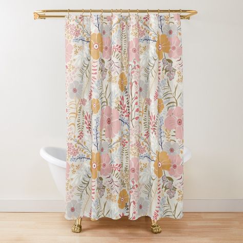 Floral Bathroom Decor, Pink Shower Curtains, Floral Bathroom, Girls Bathroom, Bathroom Update, Buy Flowers, House Room, Curtains For Sale, Design Inspo