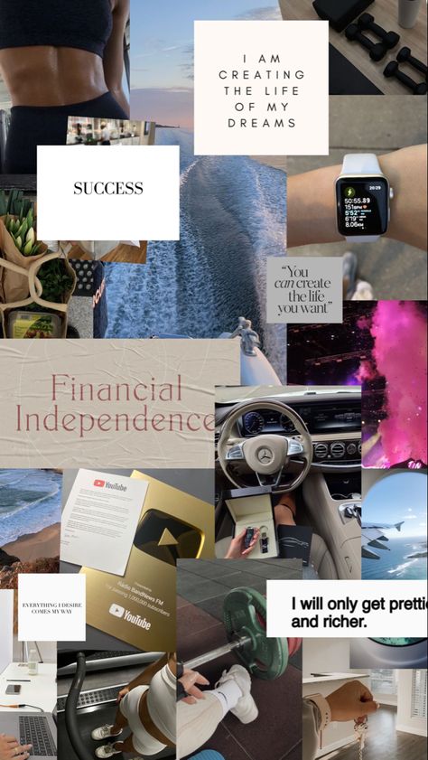 Financial Independence Aesthetic, Independence Aesthetic, Vision Board Book, Vision Board 2023, Aesthetic Vision Board, Rich Women Lifestyle, Digital Vision Board, Vision Board Quotes, 2024 Goals