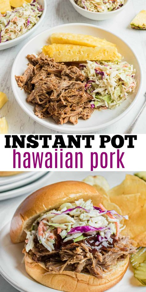 Hawaiian Pulled Pork, Farmhouse Recipes, Hawaiian Pork, Pineapple Glaze, Pot Food, Pulled Pork Recipe, Shugary Sweets, Pork Sliders, Instant Pot Pork