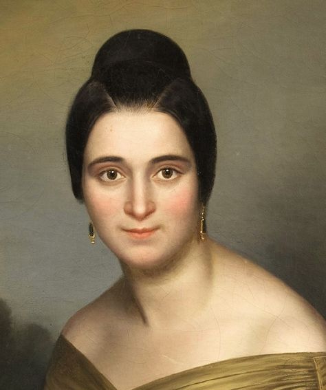 1850s Makeup, People Paintings, Historical Hairstyles, Portrait Jewelry, 19th Century Portraits, Victorian Hair, Victorian Hairstyles, Vintage Hairstyles, Painting Oil