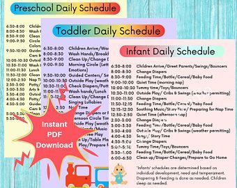 The Home Daycare Starter Packet | Etsy Daycare Daily Schedule, Daycare Printables Forms, In Home Daycare, Daycare Schedule, Preschool Set Up, Daycare Setup, Daycare Rooms, Home Childcare, Babysitting Activities